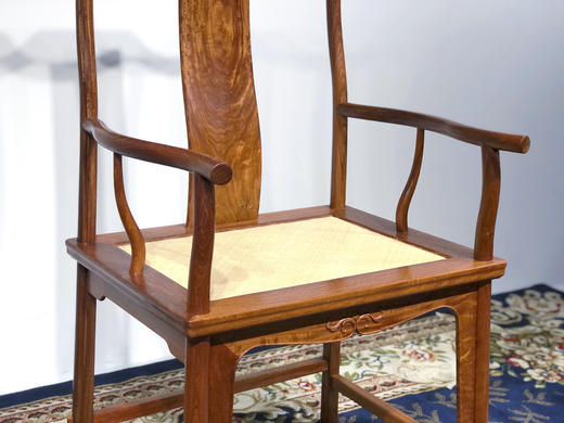 红桥红  家具严选  缅甸花梨（大果紫檀）【藤面 上博四出头官帽椅 】 商品图6