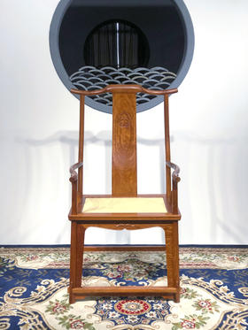 红桥红  家具严选  缅甸花梨（大果紫檀）【藤面 上博四出头官帽椅 】