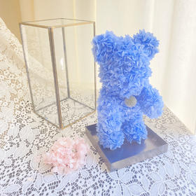 【Bearbrick|积木熊永生花】-浅蓝色永生花小熊/送女友花期3年左右