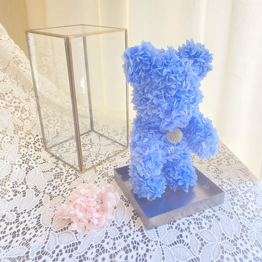 【Bearbrick|积木熊永生花】-浅蓝色永生花小熊/送女友花期3年左右 商品图0