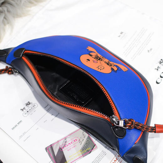 夏日特惠💰550 COACH/蔻驰男士新款开心马车图案混合蓝色RIVINGTON腰包4592 商品图7