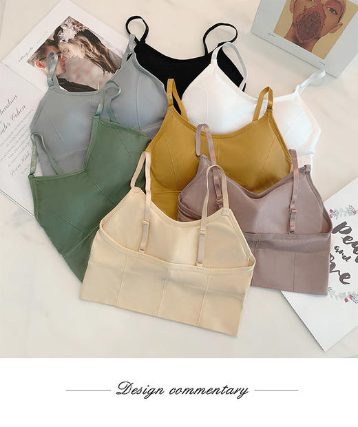 【瑜伽生活家】罗纹裹胸带胸垫美背吊带 内衣抹胸防走光睡眠运动背心 商品图3