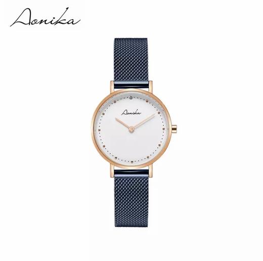 1F【奥尼卡】AONIKA玫瑰金蓝色精钢表带镶钻女士手表AL1.28.4.7.5.00 商品图0