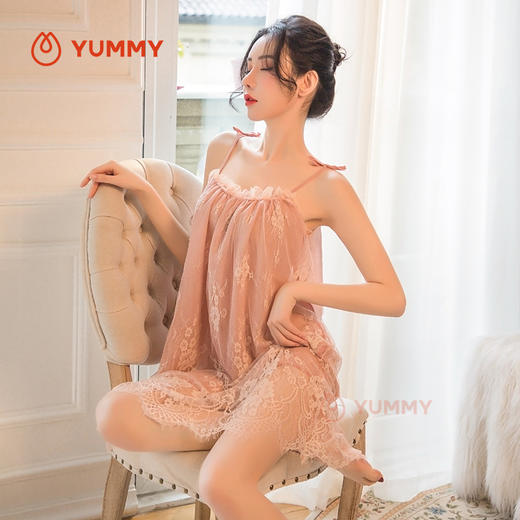 霏慕情趣内衣性感睡衣透视裙摆蕾惑吊带睡裙套装 商品图7