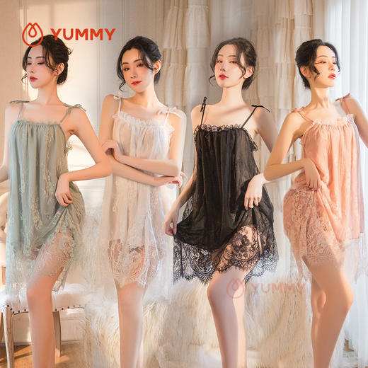 霏慕情趣内衣性感睡衣透视裙摆蕾惑吊带睡裙套装 商品图14