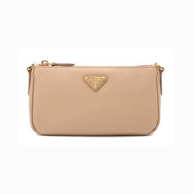 PRADA 普拉达 女士 Identity Saffiano 皮革三角形饰有金属刻字徽标斜挎单肩包 粉色 1BH171 NZV F0MUH IOO