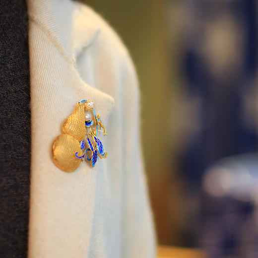 【宫廷系列】饮水鸟  手工花丝镶嵌 项链耳钉耳坠手镯饰品 银镀金 珐琅彩 天然珍珠 商品图6