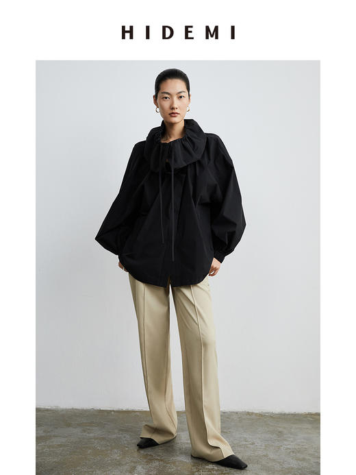 HIDEMI简约设计感v领系带套装 上衣/长裤 商品图12
