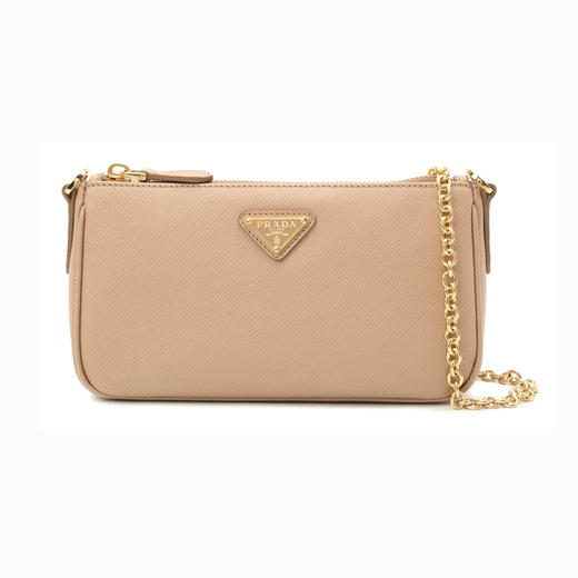PRADA 普拉达 女士 Identity Saffiano 皮革三角形饰有金属刻字徽标斜挎单肩包 粉色 1BH171 NZV F0MUH IOO 商品图3