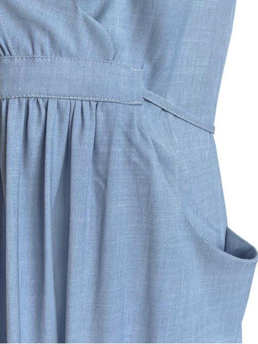 TYNVIE 波浪纹领口大插袋无袖连衣裙-牛仔蓝 商品图5
