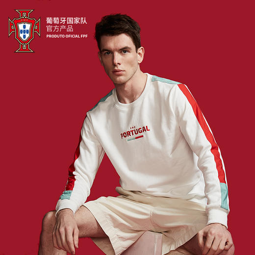 葡萄牙国家队官方商品 | 春夏纯棉款拼条卫衣纯白球迷时尚经典 商品图0