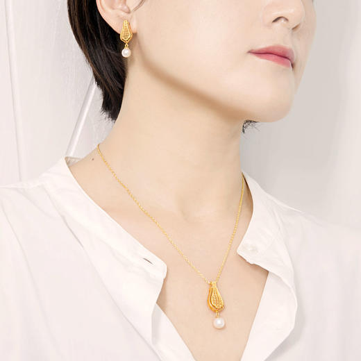 【宫廷系列】饮水鸟  手工花丝镶嵌 项链耳钉耳坠手镯饰品 银镀金 珐琅彩 天然珍珠 商品图5