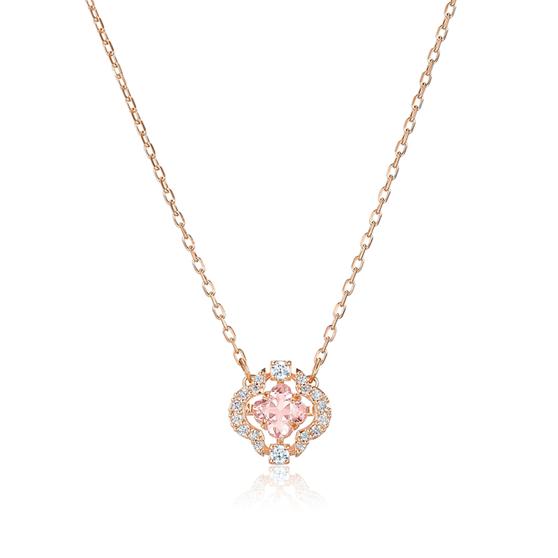 【超惠秒】Swarovski/施华洛世奇跳动的心女士粉钻花朵项链 元旦礼物 5514488