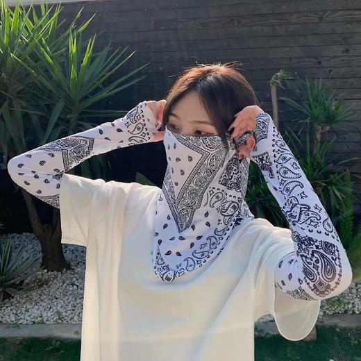 女款防晒脸罩面罩面纱遮脸挂耳女薄款脸罩+手臂防晒罩 商品图0
