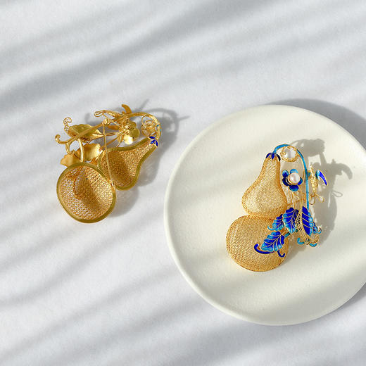 【宫廷系列】饮水鸟  手工花丝镶嵌 项链耳钉耳坠手镯饰品 银镀金 珐琅彩 天然珍珠 商品图14