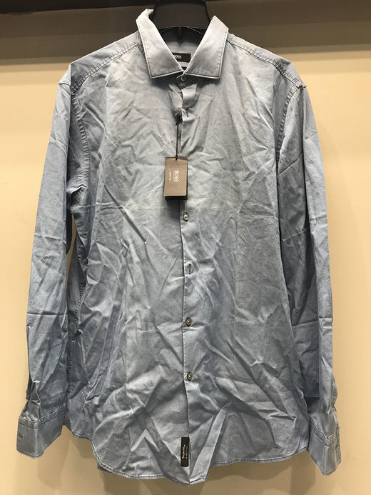 瑕疵 HUGO BOSS 男士春夏新款slim fit牛仔翻领休闲长袖衬衫 商品图1