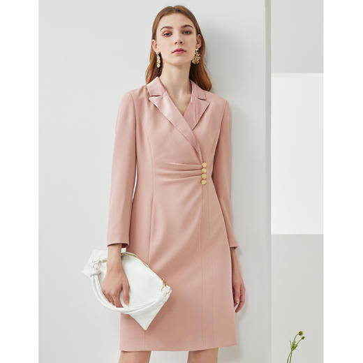 EITIE爱特爱新款时尚气质西装翻领修身显瘦通勤连衣裙女C2107836 商品图1