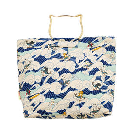 HUGOJIRO猫头柄手提包插画冲浪小猫