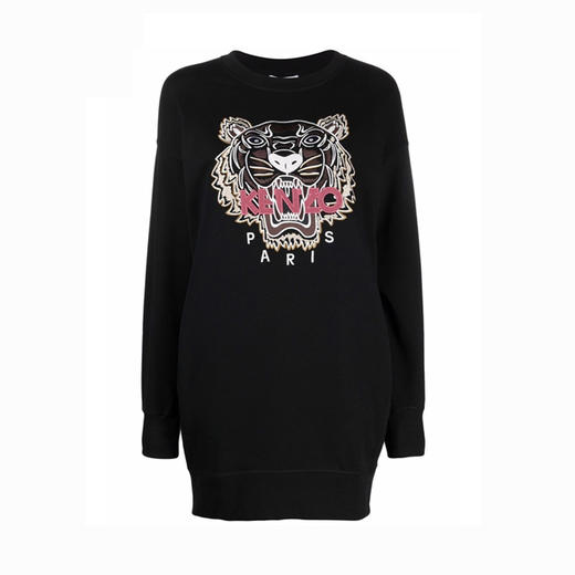 KENZO 高田贤三 刺绣大虎头 女士卫衣裙 黑色 FB62 RO774 4XA 99 商品图0
