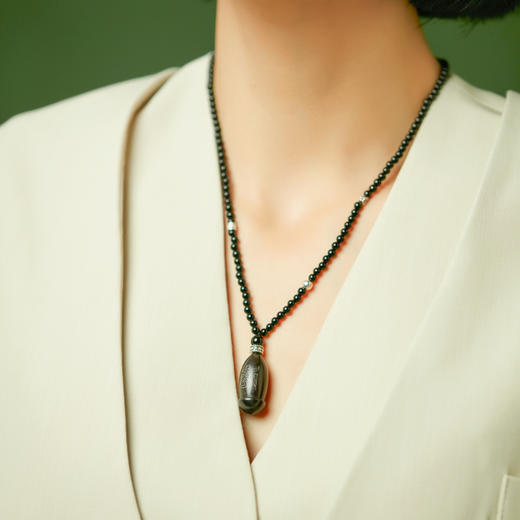 药师佛黑玛瑙项链 车挂 紫光檀镶嵌种子字  925银配件 西藏祝福礼物 商品图2