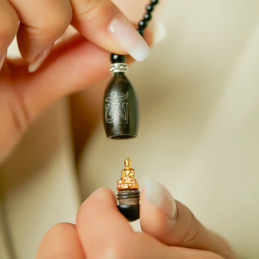 药师佛黑玛瑙项链 车挂 紫光檀镶嵌种子字  925银配件 西藏祝福礼物 商品图1