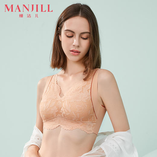 熳洁儿 无痕蕾丝内衣女薄款大胸显小全罩杯无钢圈文胸美背胸罩21261557 商品图0