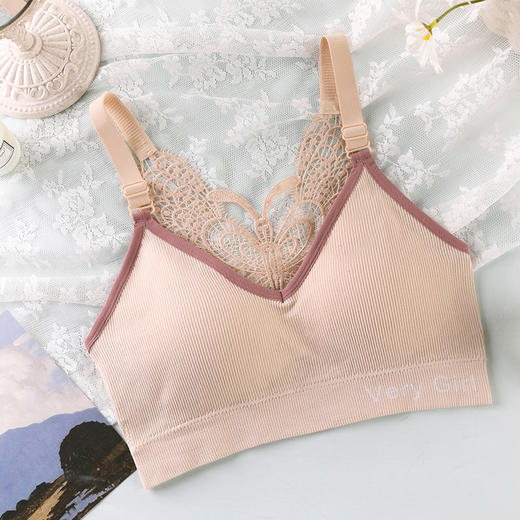 【夏日美背杀】加肥版蝴蝶刺绣性感无钢圈吊带式裹胸聚拢瑜伽运动背心女内衣 商品图6