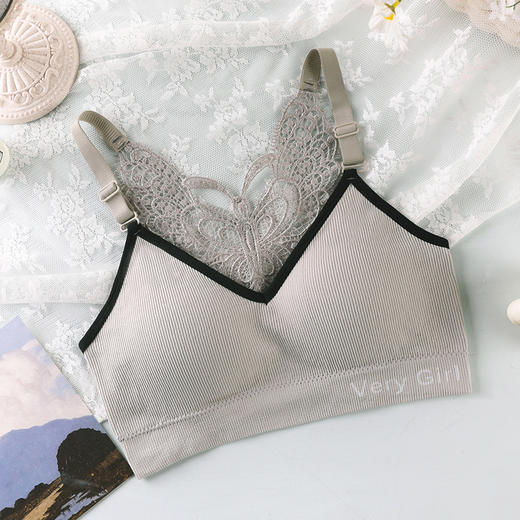 【夏日美背杀】加肥版蝴蝶刺绣性感无钢圈吊带式裹胸聚拢瑜伽运动背心女内衣 商品图8