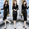 WZNH- WZ70789 2021年早秋季新款潮流时尚个性拼接气质V领修身连衣裙 商品缩略图2