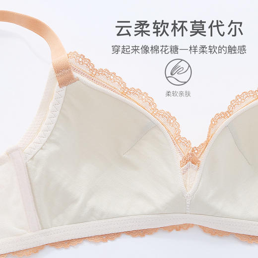 【ABC杯】熳洁儿 夏甜美蕾丝小胸聚拢文胸u形美背无钢圈莫代尔透气内衣21261579 商品图2