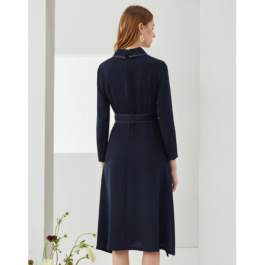 EITIE爱特爱秋季新款时尚翻领气质收腰显瘦A字通勤百搭连衣裙C2107850 商品图4