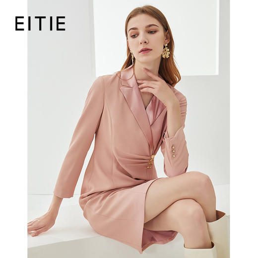 EITIE爱特爱新款时尚气质西装翻领修身显瘦通勤连衣裙女C2107836 商品图0