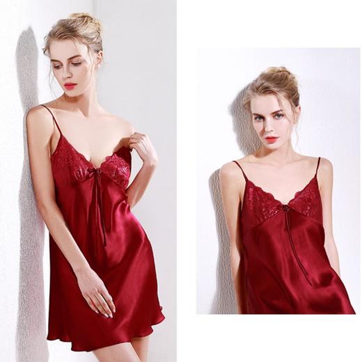 3楼 美标桑蚕丝枣红色性感V领吊带240208 商品图3