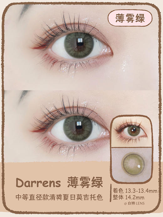 Darrens旗下 薄雾棕&薄雾绿 日抛14.2中等直径一盒10片装 商品图6