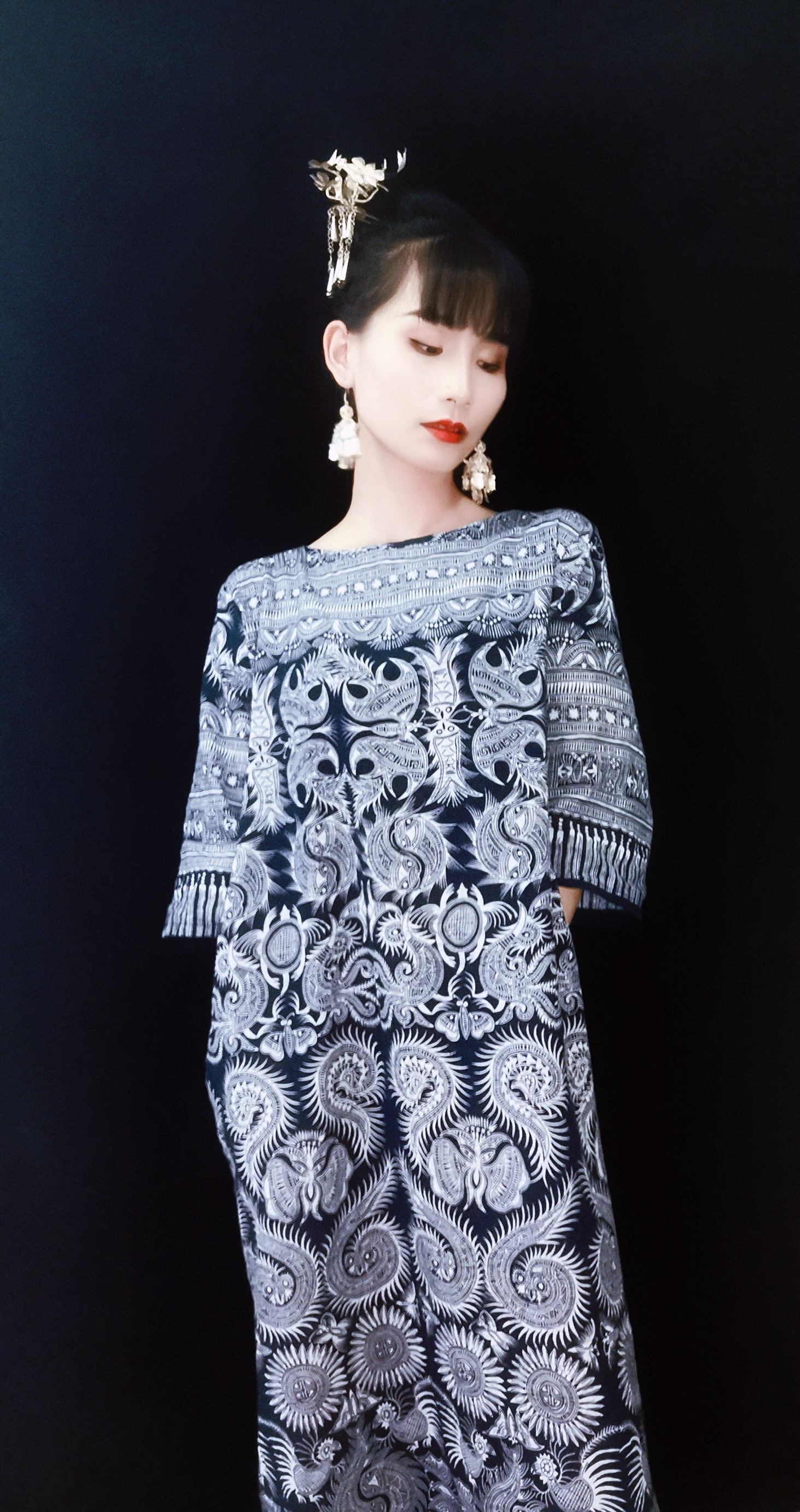 岜沙苗族蜡染民族风长裙·原创设计|九妹同款