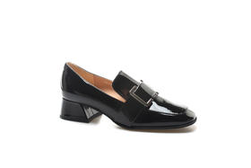 豪麟名鞋奥莱进口迪嘉女装牛移膜革深口皮鞋Z25503S黑色  原价3660元