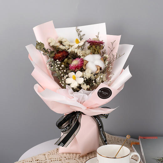 【礼品花束】满天星花束情人节七夕礼物礼盒教师节礼物文娱花鸟干花花束永生花小花束 商品图1