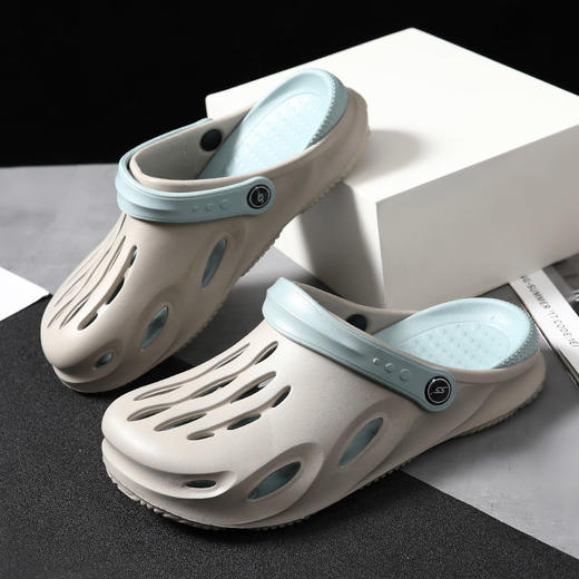 韩版洞洞鞋2021新款情侣百搭厚底防滑沙滩凉拖鞋 商品图5