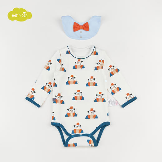 【尺码偏小请拍大一码】moimoln小云朵童装2021秋季新款男女宝三角爬服新生儿可爱连身衣LQF1NZBU08 商品图1