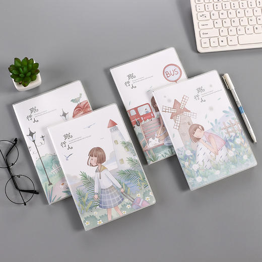 【一套四本】A5胶套本  小清新简约文艺学生笔记本创意软面抄练习本日记本 商品图3