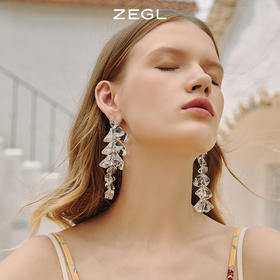 ZEGL透明不规则耳环女夏小众设计感耳钉个性不对称时尚网红耳饰品