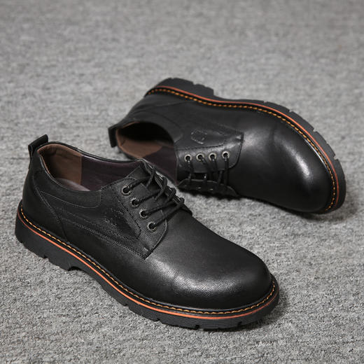 【服饰鞋包】休闲皮鞋男工装鞋英伦复古马丁靴男低帮潮流系带厚底韩版大头鞋子 商品图1