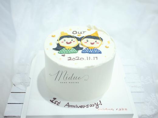 卡通主题款 男孩女孩手绘 双胞胎 情侣 蛋糕 商品图2