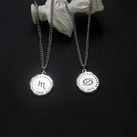 【七夕大促 9.9包邮 72小时发货 】十二星座吊坠情侣项链 一对潮牌钛钢项链男潮女ins不掉色