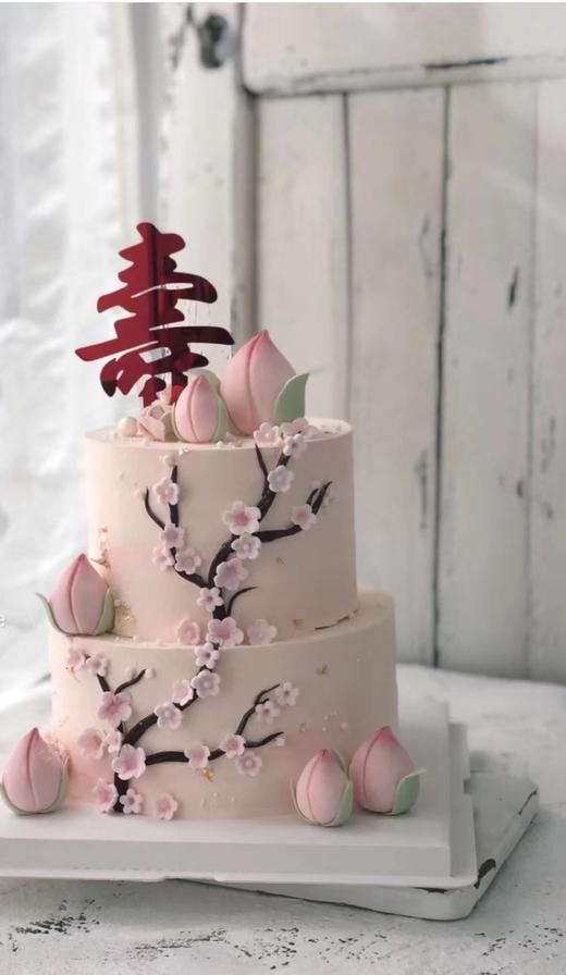 手工糖花仙桃制作主题蛋糕 商品图0