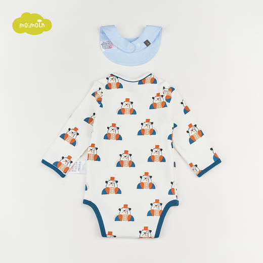 【尺码偏小请拍大一码】moimoln小云朵童装2021秋季新款男女宝三角爬服新生儿可爱连身衣LQF1NZBU08 商品图2
