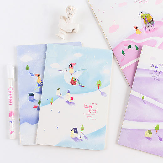 【一套四本】A5车线本 韩版小清新缝线软抄本记事本小学生卡通日记本笔记本子 商品图1