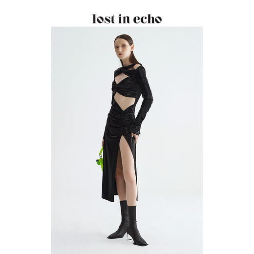 lost in echo X JACQUES WEI 联名款小方头几何沿条弹力短靴 商品图1