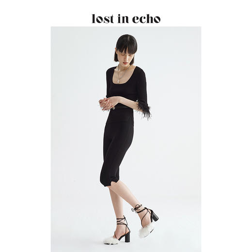 lost in echo X JACQUES WEI 联名款 羊羔卷毛圆头绑带高跟鞋 商品图4