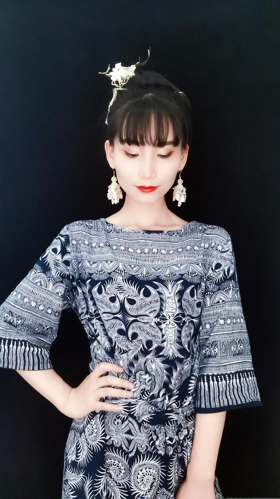 岜沙苗族蜡染民族风长裙·原创设计|九妹同款